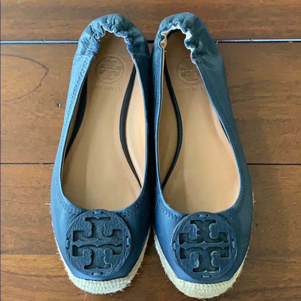 Beautiful navy Tory Burch leather espadrilles